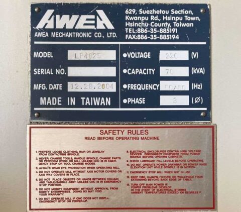 Awea LP4025 Double Column VMC - image 19
