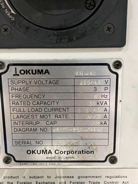 Okuma VH-40 CNC 5 Axis Mill Vertical Machining Center - image 11
