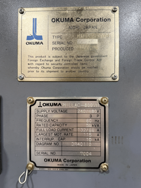 Okuma Millac 800VH 5 Axis CNC Universal Machining Center - Pallet Changer Mill - image 24