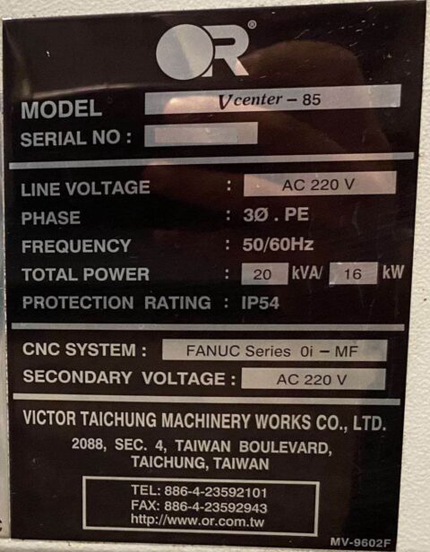 Victor Taichung Vcenter-85 CNC Vertical Machining Center - 50 Taper Mill - image 17