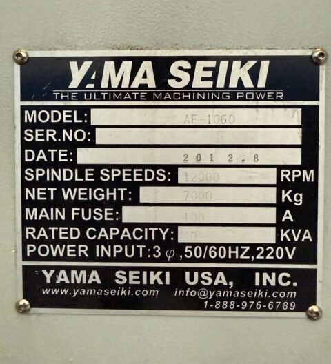 Yama Seiki AF-1060 CNC Vertical Machining Center - 12000 RPM TSC Mill - image 25