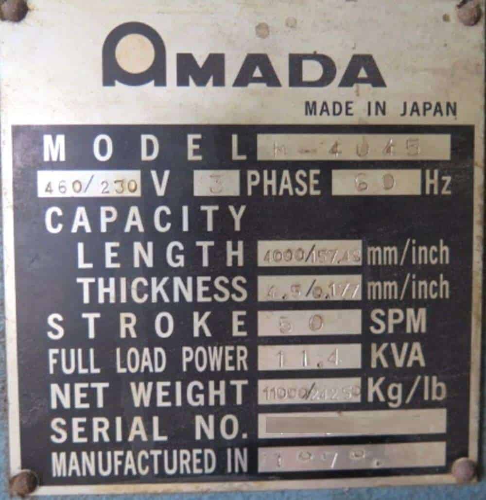 AMADA-M4045-SERIAL PLATE (1)