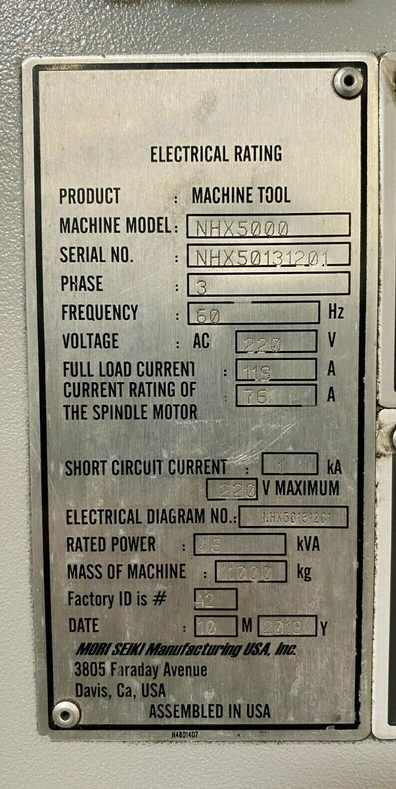 DMG Mori Seiki NHX-5000 CNC Horizontal Machining Center - Mill 9