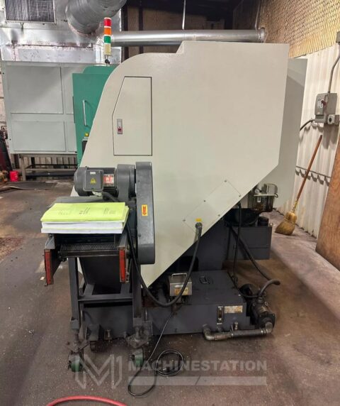 Used YANG ML-300 CNC Turning Center chip conveyor end view – SKU 50137