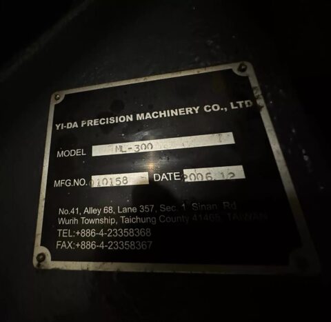 Used YANG ML-300 CNC Turning Center nameplate showing 2006 build date – SKU 50137