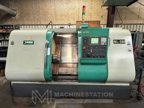 Used YANG ML-300 CNC Turning Center front view with door open – SKU 50137