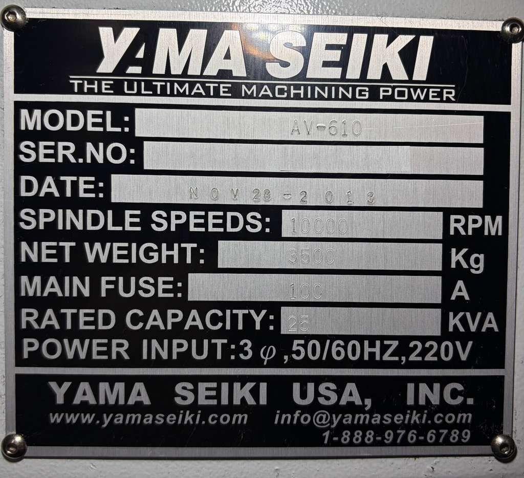 Yama Seiki AV-610 CNC Vertical Machining Center - 10000 RPM Mill 10